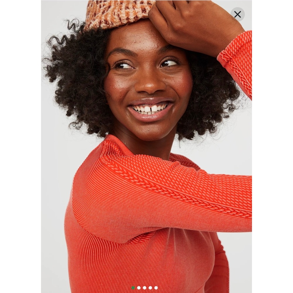 OFFLINE By Aerie Big Chill Seamless Long Sleeve Mid Crop Top Medium Athletic - Picture 3 of 8